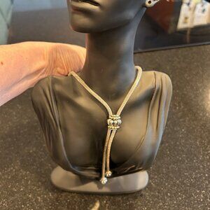 Vintage 1980s Piscitelli 2 Tone Bolo Slide Snake Necklace